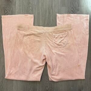 Y2k low rise flare juicy couture pink bedazzled tracksuit pants lace back